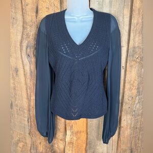 R.E.D. Valentino Black Sweater Dress with Sheer Sleeves - Size IT42/US - 6